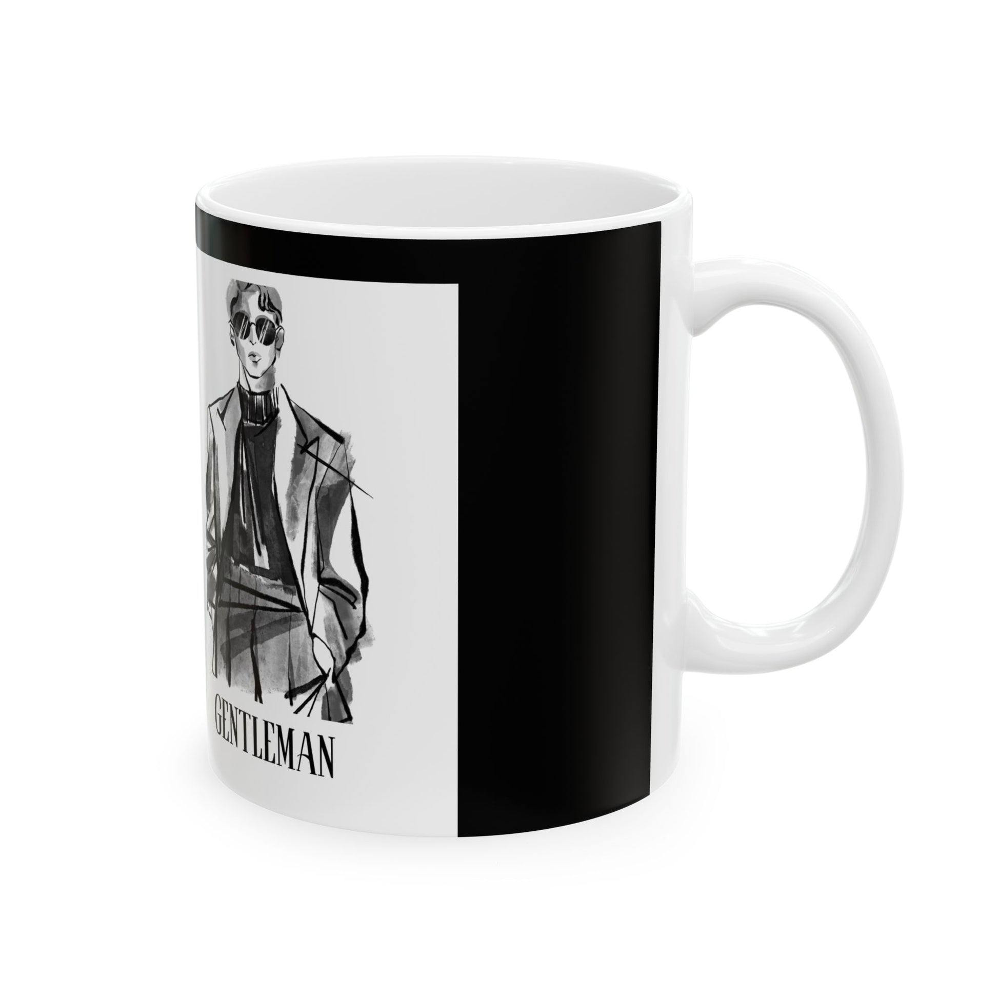Gentleman Ceramic Mug - Stylish Coffee Cup, Modern Gift for Him, Office Decor, Unique Tea Mug, Birthday Present